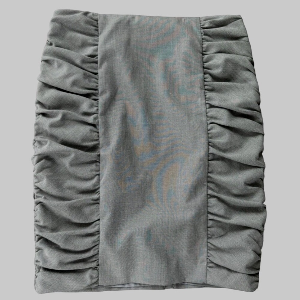 Cartonnier Anthropologie Pencil‎ Power Skirt Gray Ruched Tencel Blend Size 8